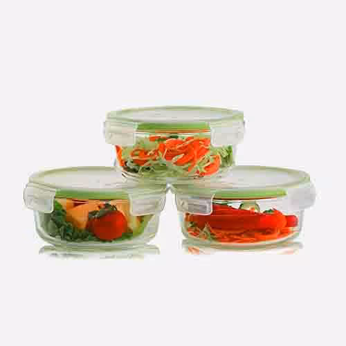 ست ظروف غذا فریزری شیشه ای سه سایز گرد یونیک کد 2814