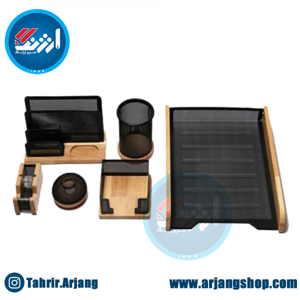 ست رومیزی اداری 6 تکه با کازیه چوبی و فلزی جهان نما