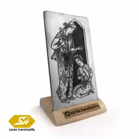 قلمزنی پلاک مینیاتوری مس سفید شده(طرح دو فیگور)