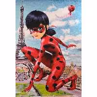 فرش کودک افرند مدل دختر کفشدوزکی و پسر گربه ای کد 161 (چهار متری)