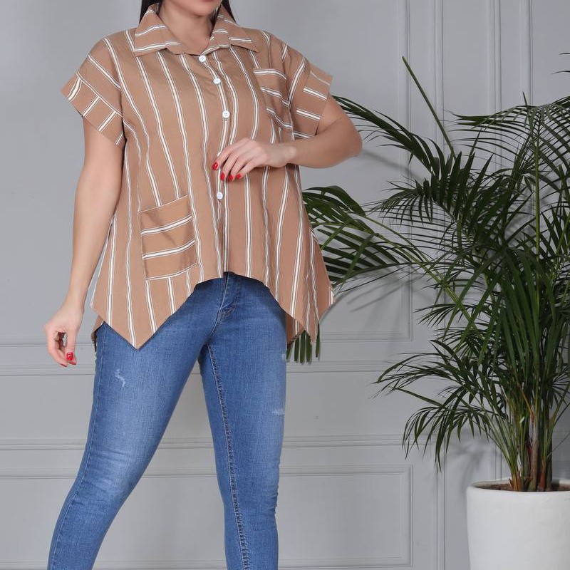 شومیز نخی دکمه دار