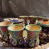 ست چای خوری 6عددفنجان کمرباریک ونعلبکی سینی وقندان