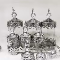 پاسماوری نقره ای 7 پارچه شیشه ساده استنددار