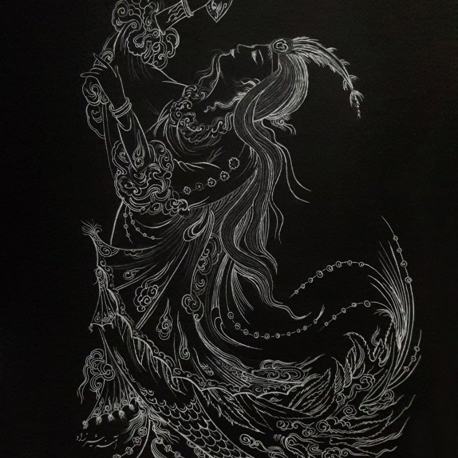 تابلوی نقاشی مینیاتوری سفید قلم