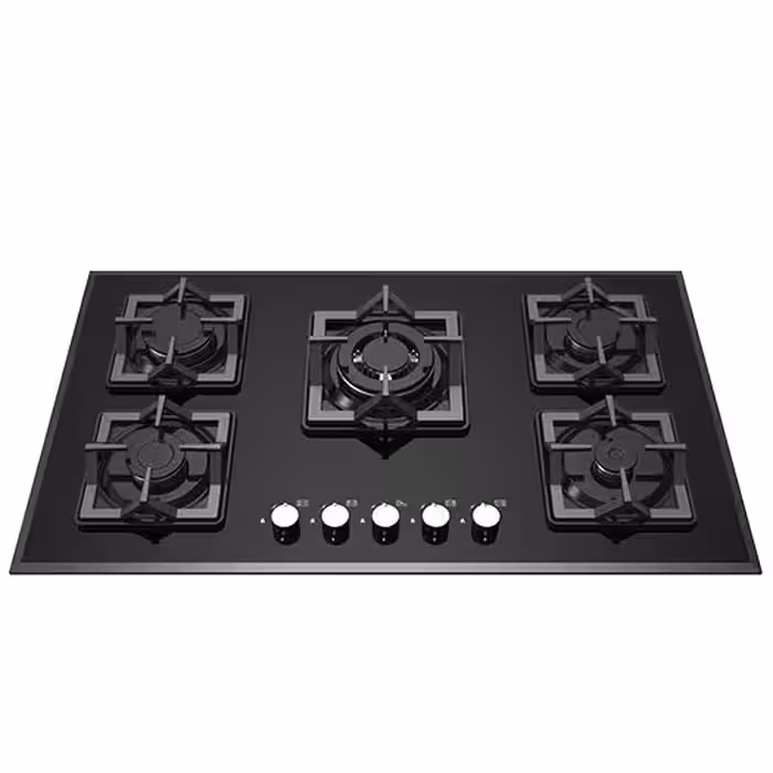 اجاق گاز صفحه شیشه ای 5 شعله مدل چدن M5 پلوپز وسط