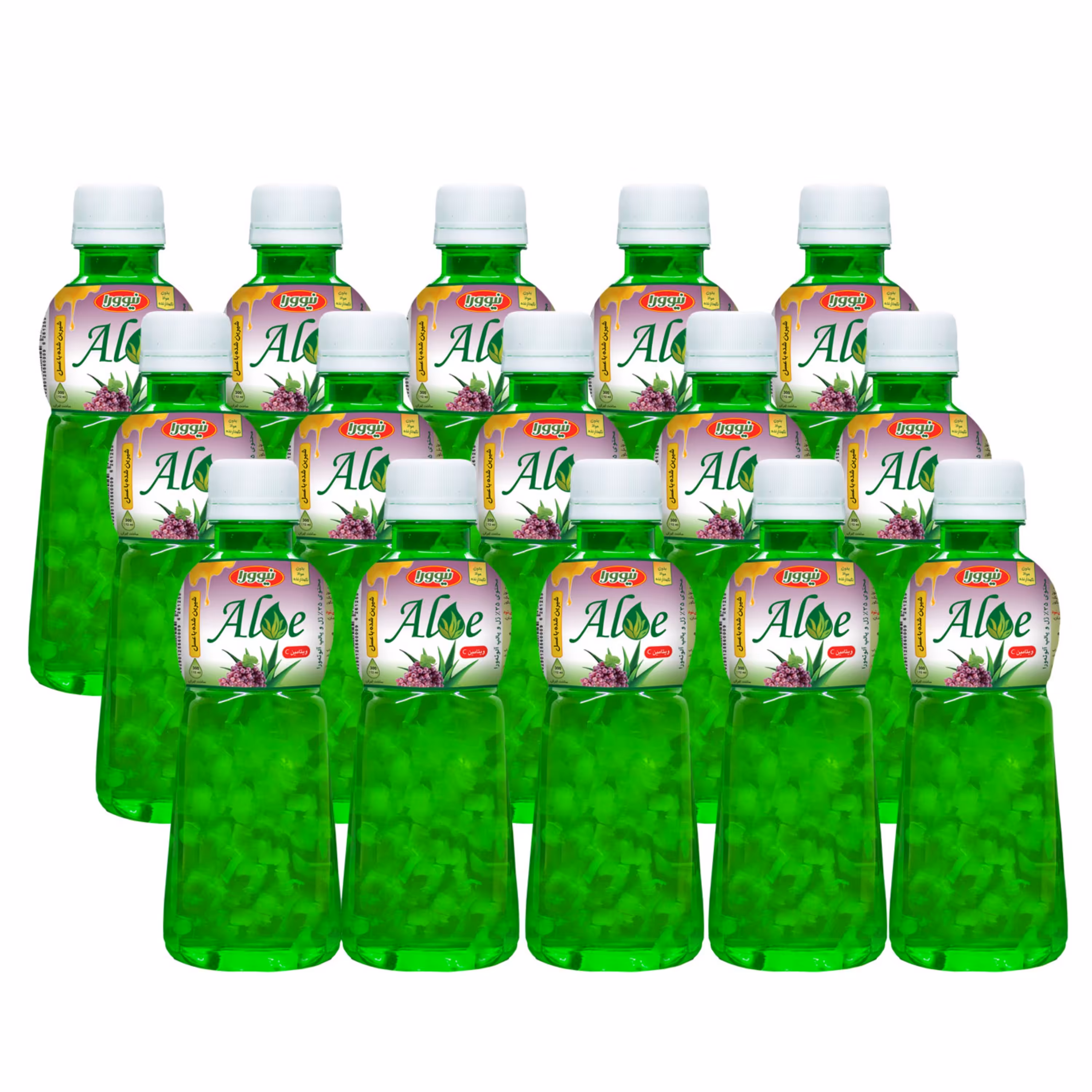 شل 15 عددی نوشیدنی آلوئه ورای 300 سی سی نیوورا  با طعم طبیعی انگور قرمز