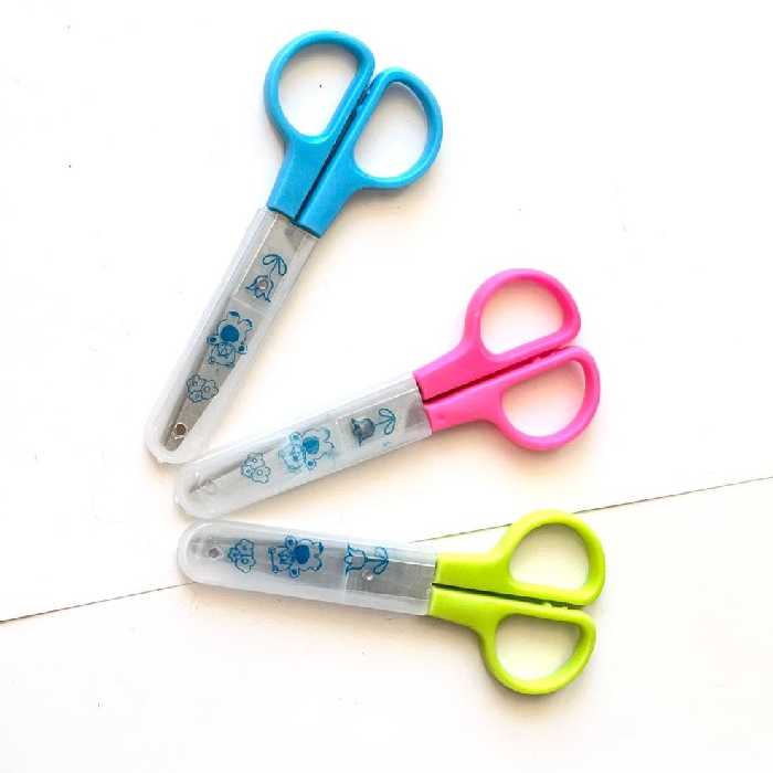 12 عدد قیچی کودک تیغه فلزی محافظ دار برند STM