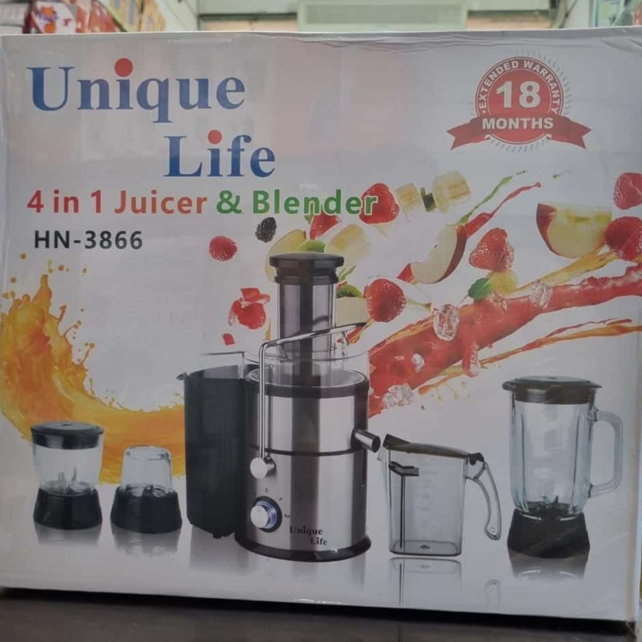 آبمیوه گیر چهارکاره یونیک لایف مدل HN-3866 خرد کن مخلوط کن آسیاب کن