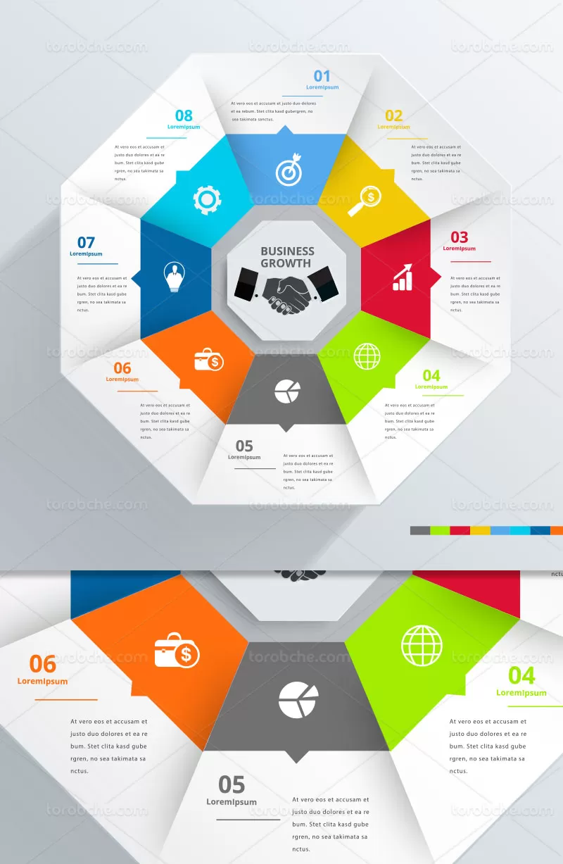 وکتور اینفوگرافیک هشت بخشی | گرافیک با طعم تربچه