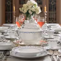 سرویس غذاخوری 103 پارچه 12 نفره فرانسیس سرمه ای سری نئوکلاسیک چینی زرین درجه عالی