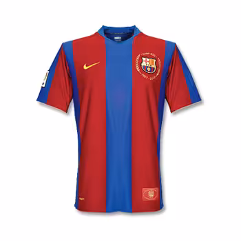 پیراهن آستین کوتاه نوستالژی بارسلونا فصل 2007 رنگ آبی اناری - کیت اول