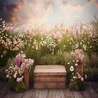 بک دراپ عکاسی محصول با گل و برگ | گرافیک با طعم تربچه