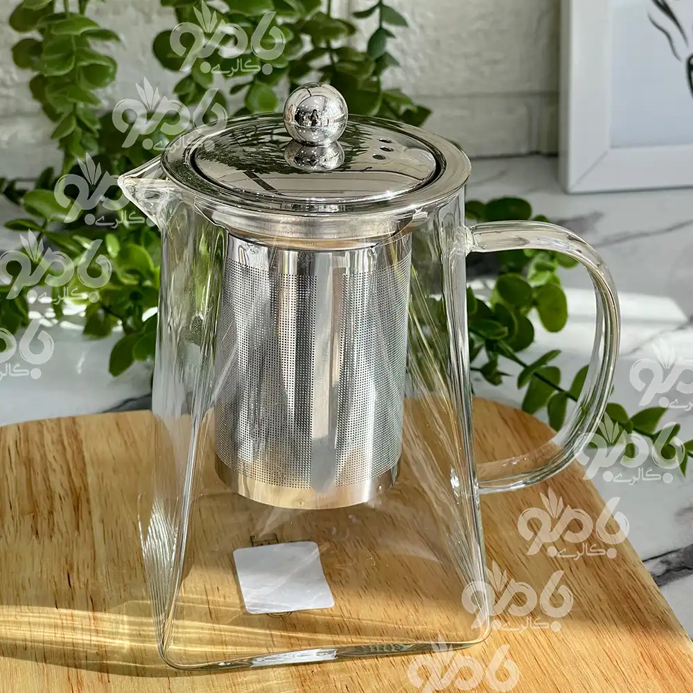 قوری پیرکس صافی استیل کف مربع