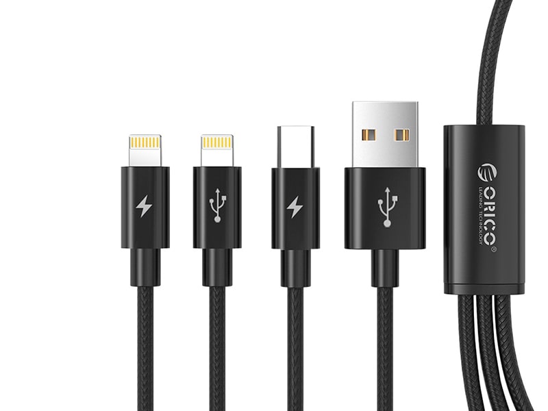 کابل شارژر سه سر اوریکو ORICO 3 in 1 Type-A to Lightning*2   Type-C Data Cable 1.2 Meter (UTS2-12)