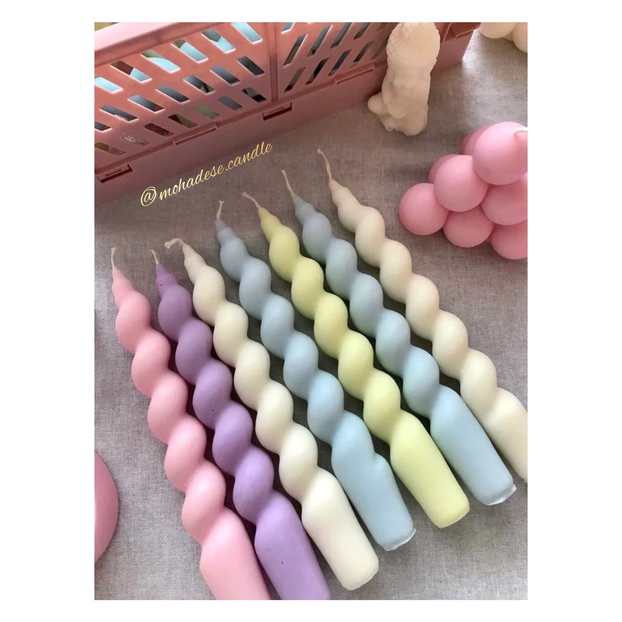 شمع قلمی پیچی رنگارنگ