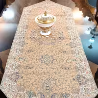 ترمه رومیزی صورتی ترمه رضایی طرح ثمین 145در 50