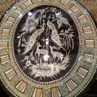 تابلو بیضی خاتم و قلمزنی