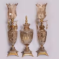 شمعدون  برنزه پایه برنجی سنگی