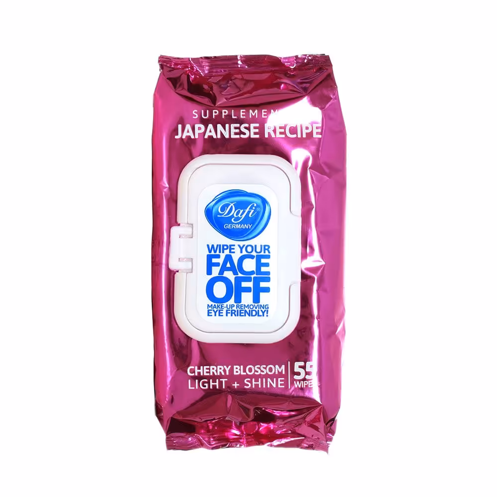 دستمال مرطوب پاک کننده آرایش گیلاس درب دار دافی 55 عددی