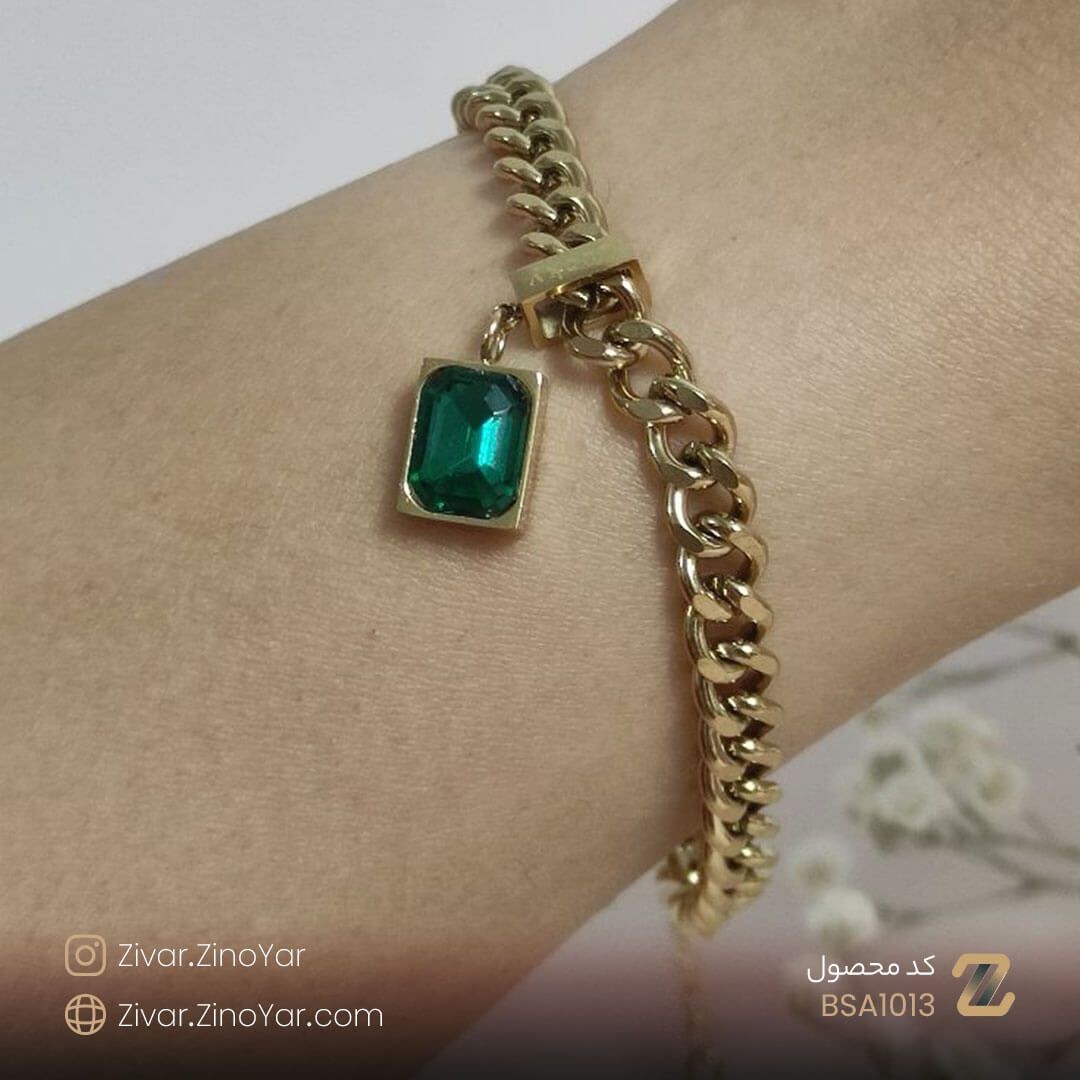  BSA1013 
 دستبند کارتیر آویز سبز استیل کد BSA1013
