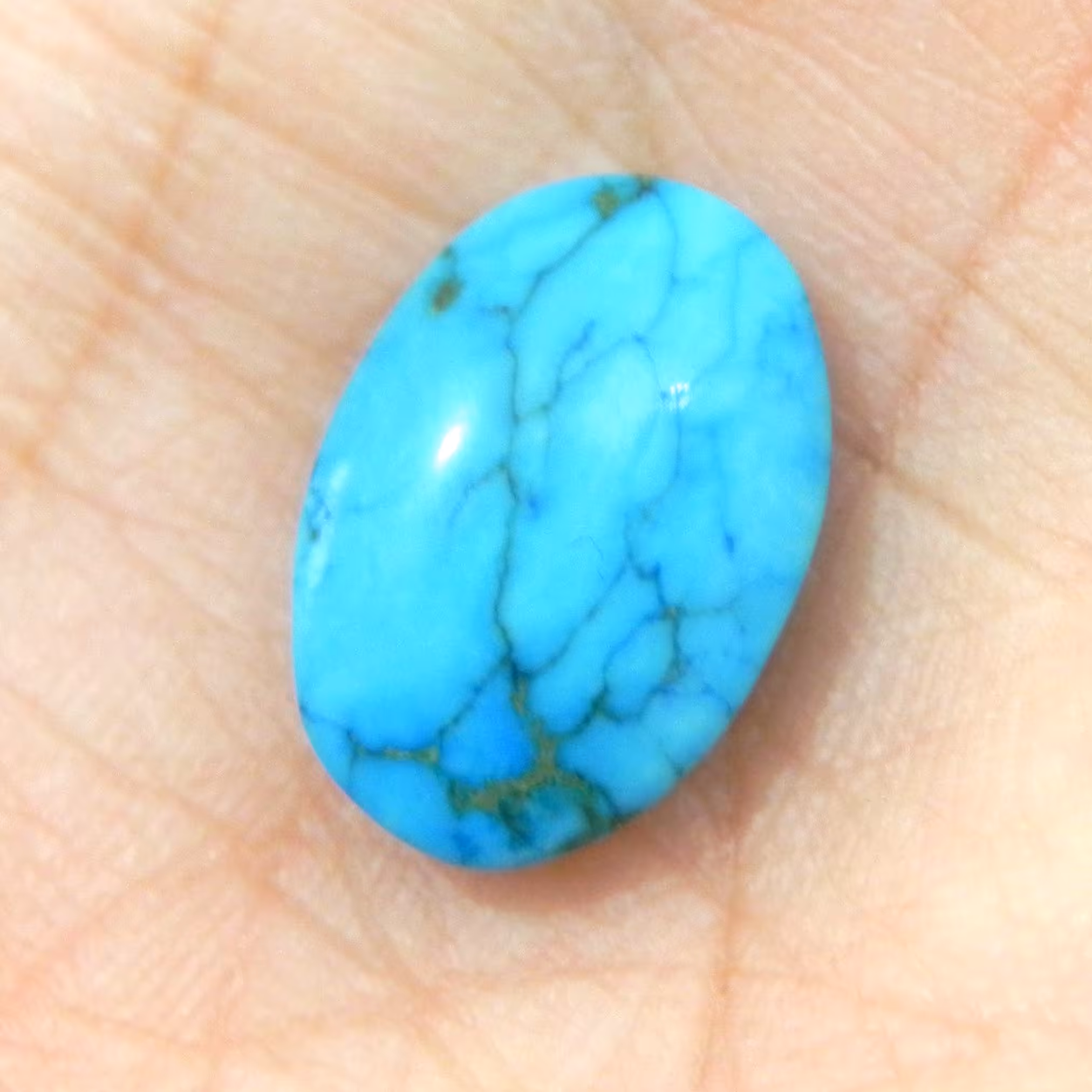 نگین سنگ فیروزه ابی اصل معدنی تراش بیضی دامله انگشتری کد1