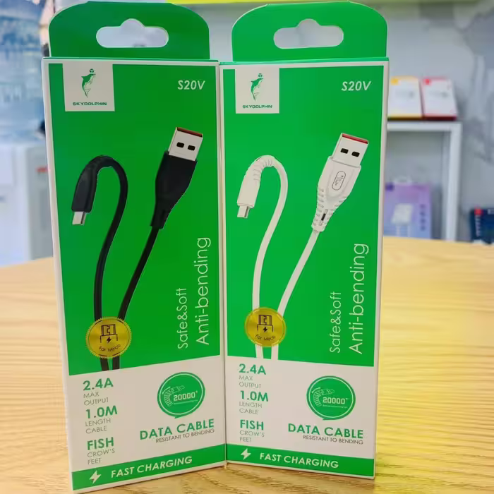 کابل شارژ دلفین میکرو مدل S20V صد در صد فست شارژ کیفیت عالی 