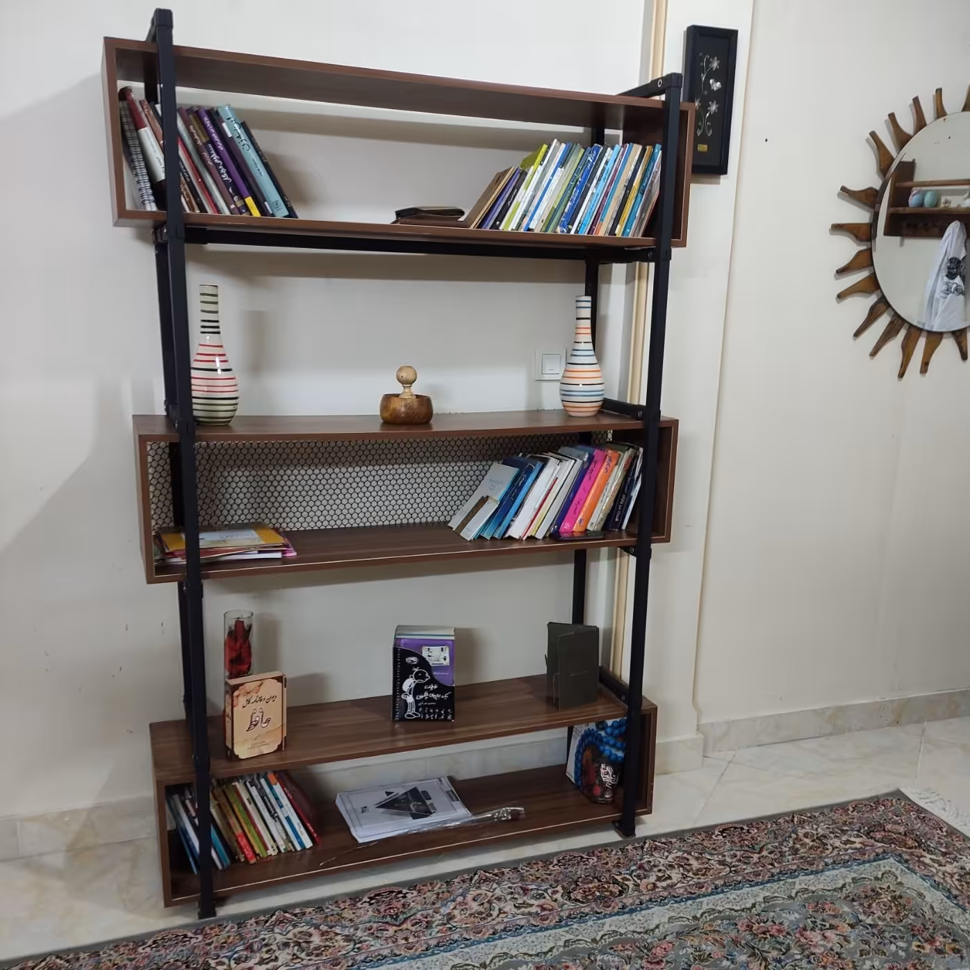 کتابخانه چوبی فلزی 