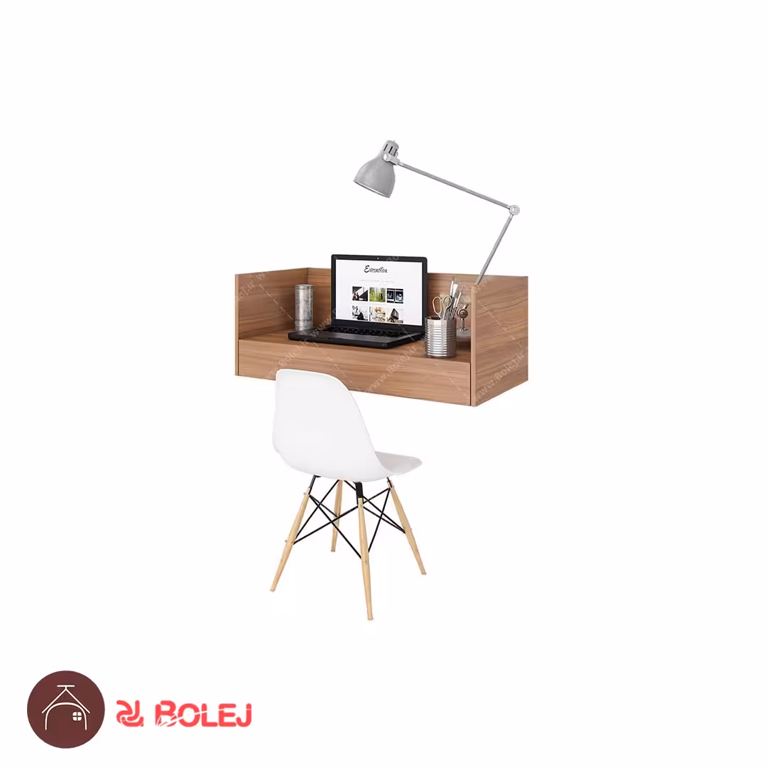 میز تحریر ساده و مینیمال دیواری قهوه ای تیره تک کشو WT 540
