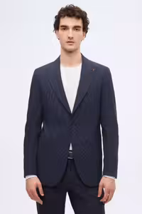 کت وشلوار آبی مردانه لباس تیمی با الگوی خط باریک و TWN