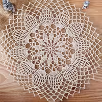 رومیزی قلاب بافی .نخ مرسیریزه.اندازه 30 در 30 پک چهار عددی