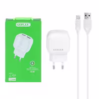 شارژر دیواری فست 12W دو پورت GERLAX مدل GA-09 به همراه کابل شارژ آیفون - سفید