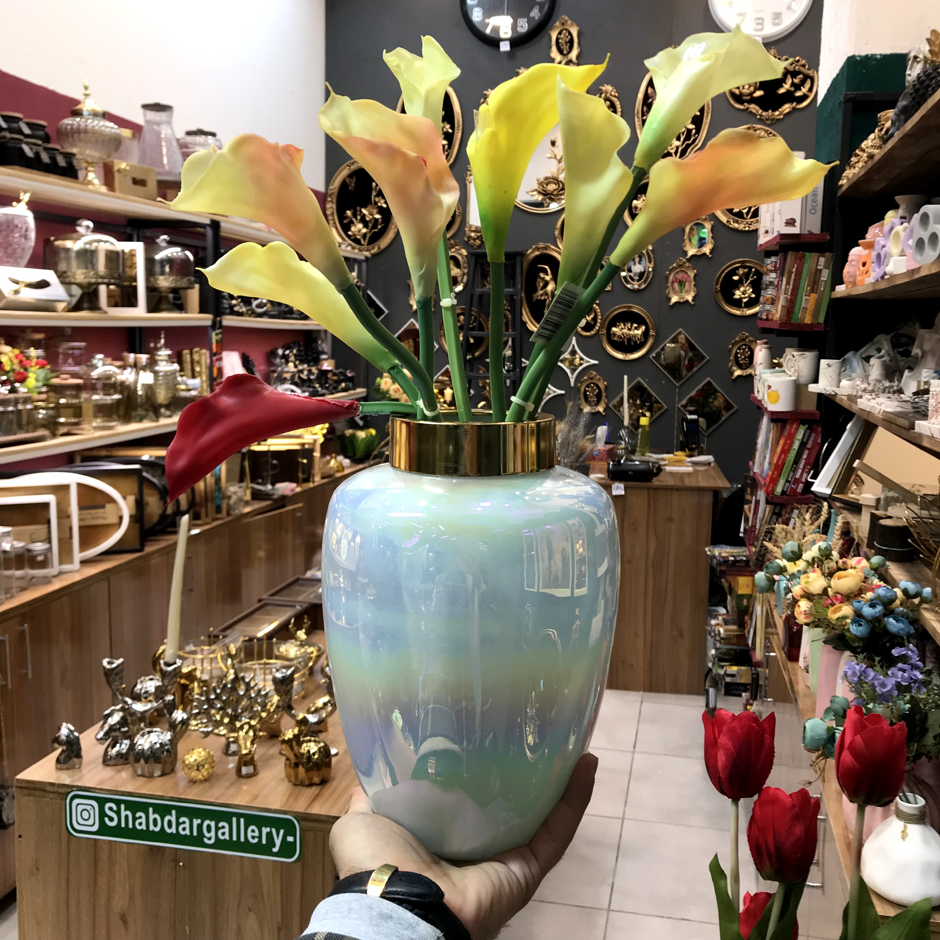 گلدان سفید لیزری هفت رنگ ایکیا سایز  کوچک