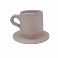 فنجان و نعلبکی سفال خام مدل خمره ای