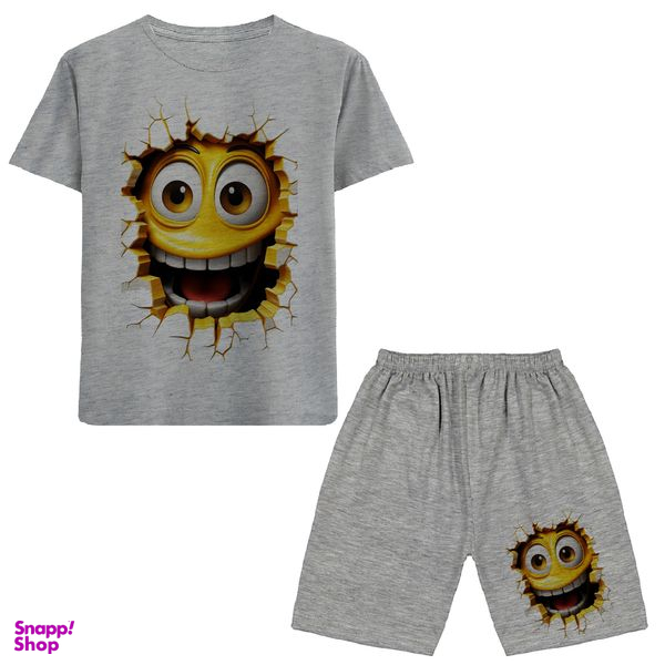 ست تیشرت و شلوارک پسرانه مدل خنده کد N277