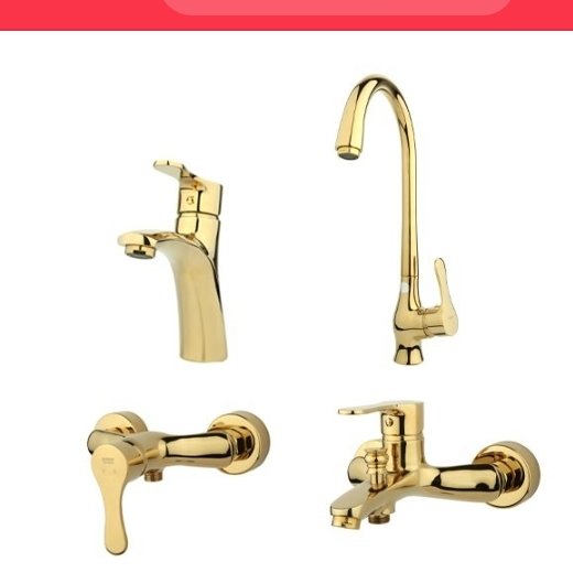 ست شیر الات راسان صدف طلایی  شیر توالت ظرفشویی روشویی وحمام 