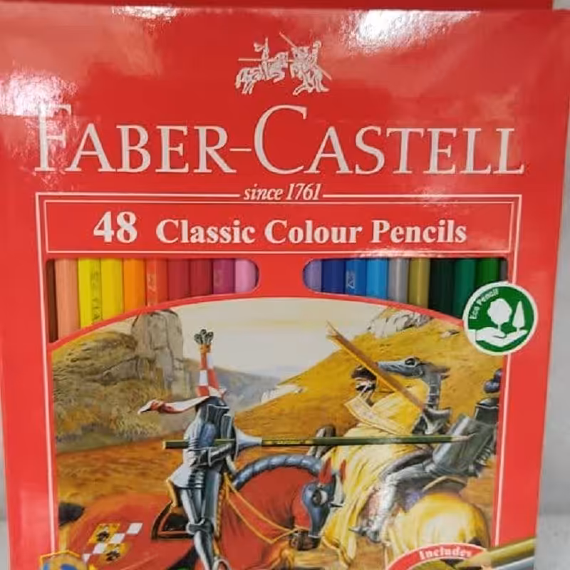 مداد رنگی 48 تایی فابرکاستل اصلی جعبه  مقوایی بسیار مقاوم نرم و خوشرنگ