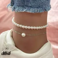 پابند دو عددی زنانه استیل ساخته شده با مروارید شل