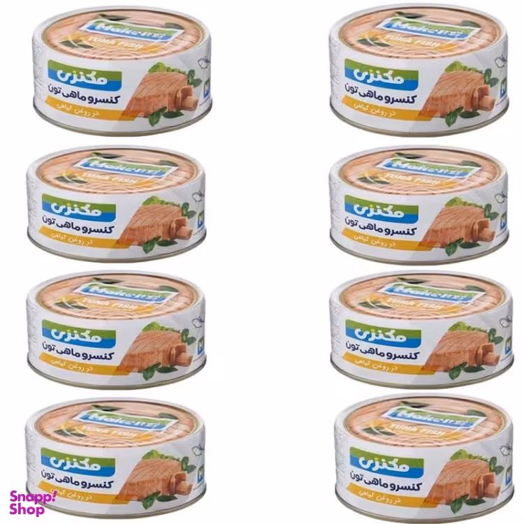 کنسرو ماهی تون مکنزی در روغن گیاهی مکنزی وزن 180 گرم بسته 8 عددی