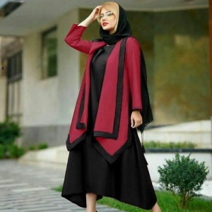 مانتو زنانه اسکاچی مدل دو تکه مانتو پیراهنی یلدایی
