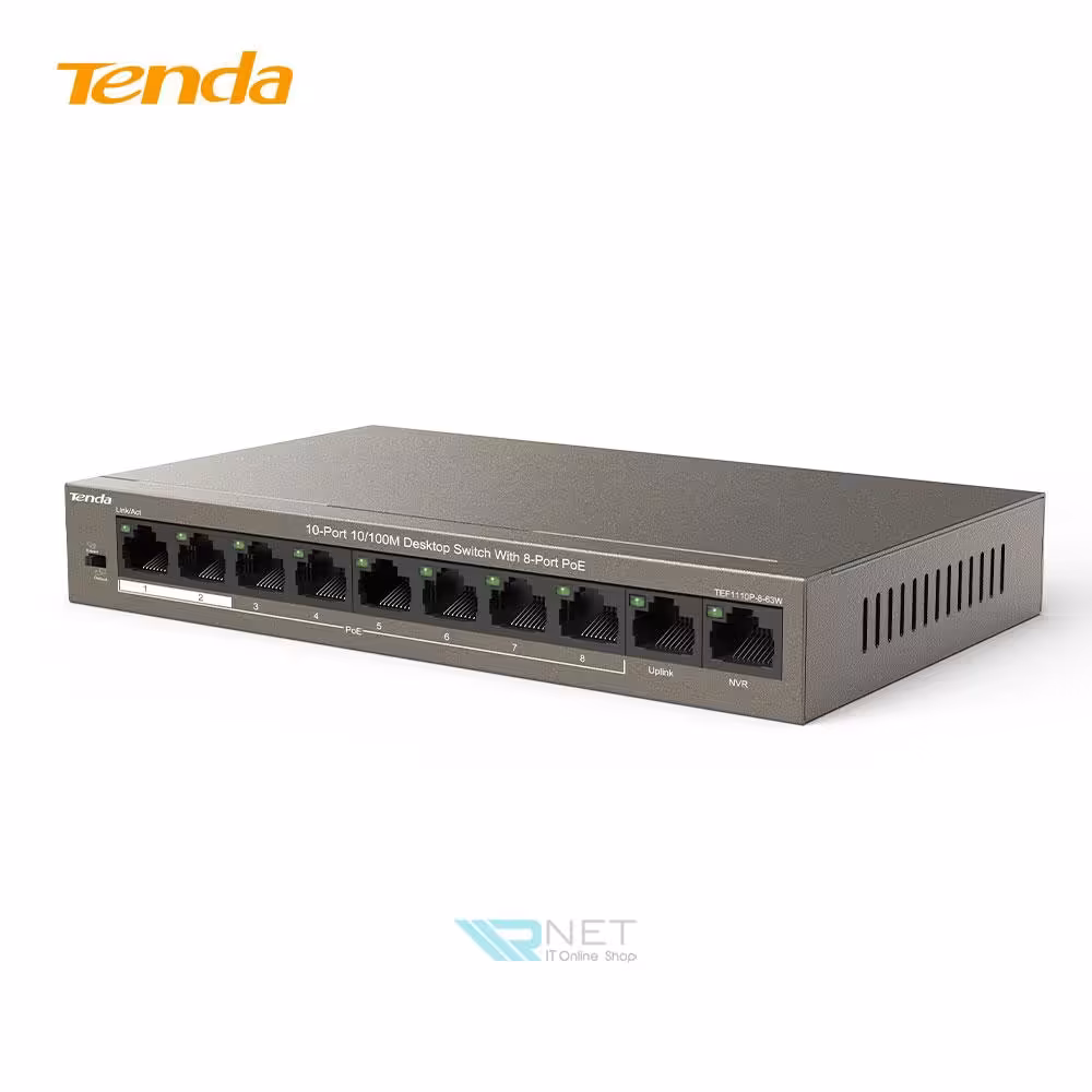 سوئیچ شبکه 10 پورت 10/100 POE تندا TEF1110P-8-63W
