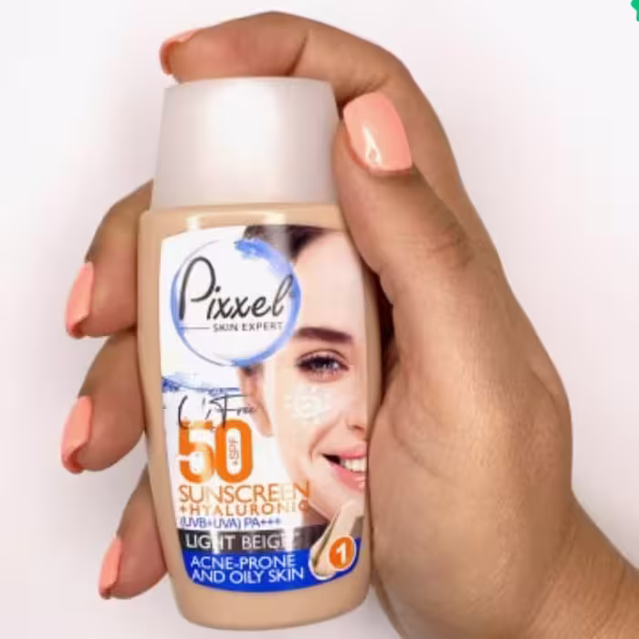 کرم ضد آفتاب رنگی پیکسلspf+50مناسب پوست چرب و جوشدار و مختلط-حجم50 میلی لیتر