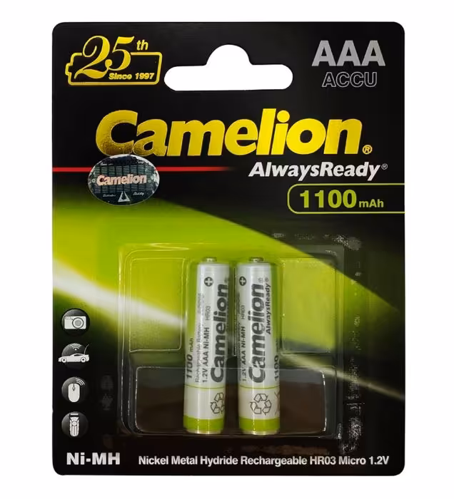 باتری نیم قلمی قابل شارژ 1100 میلی آمپر ساعت کملیون مدل ACCU-1100mAh بسته دو عددی