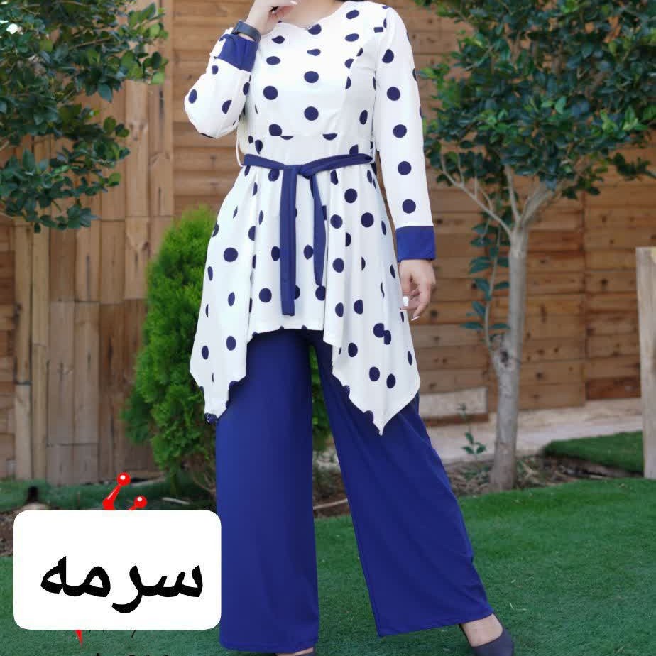تونیک شلوار کمربندی خال درشت 816
