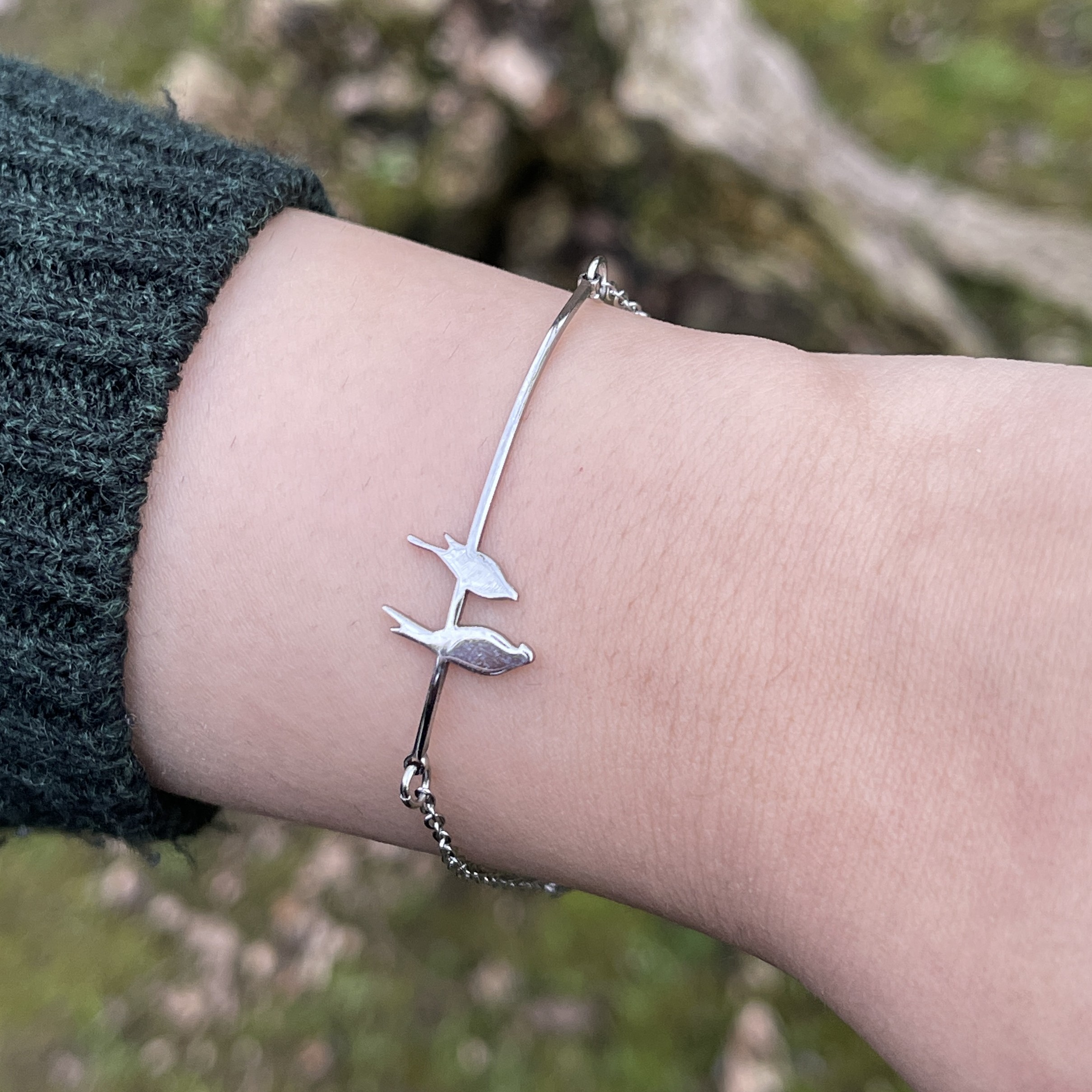 دستبند کبوتر (استیل با ابکاری نقره)