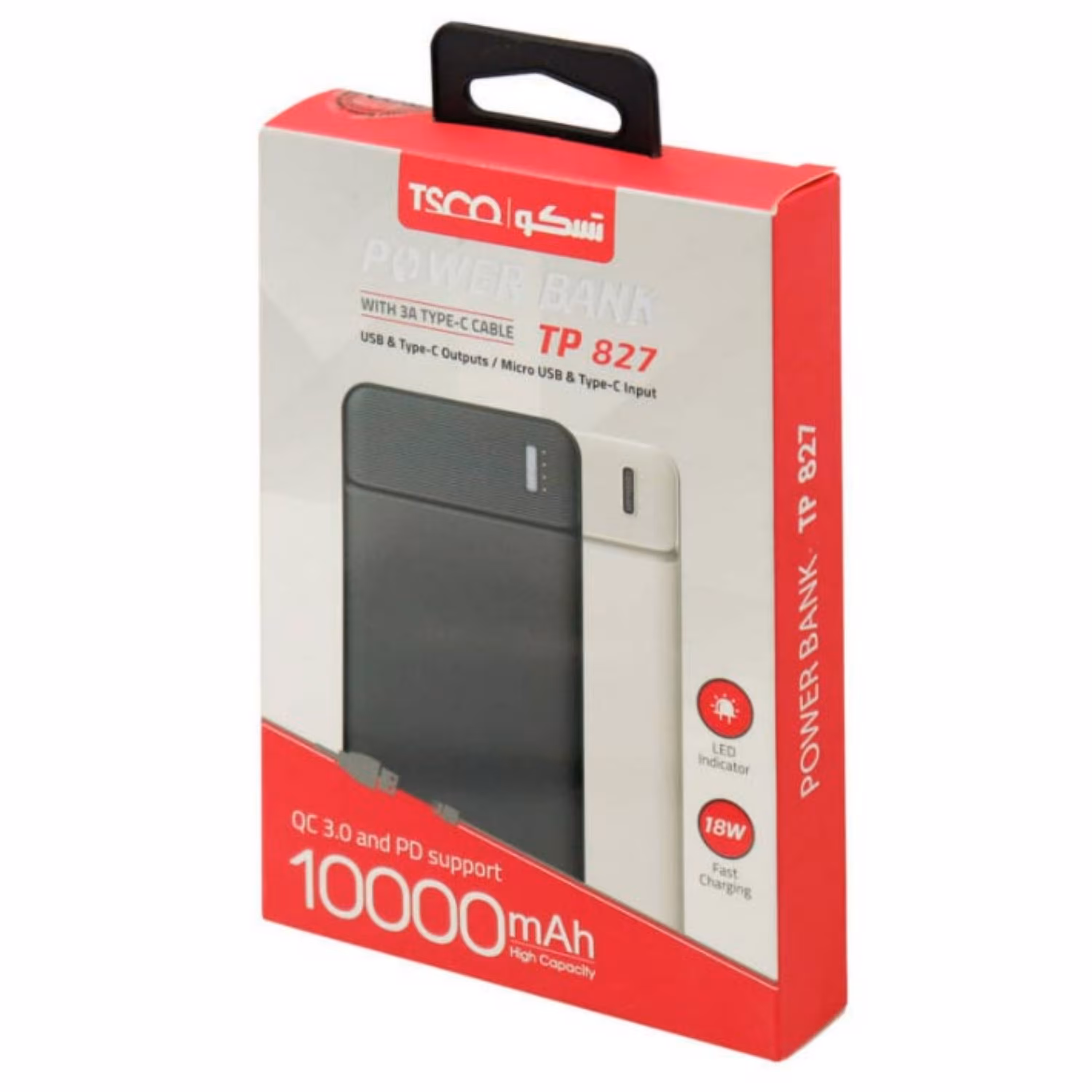 پاور بانک 10000 میلی آمپر TSCO TP 827 QC3 PD 18W با گارانتی 12ماهه