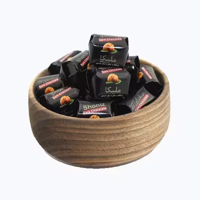 شکلات تلخ با مغز فندق ملیکا شونیز ( شکلات پذیرایی ) وزن 200 گرم