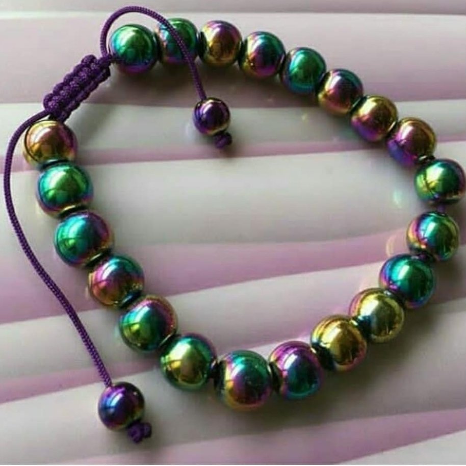 دستبند قابل تنظیم با سنگ حدید7 رنگ