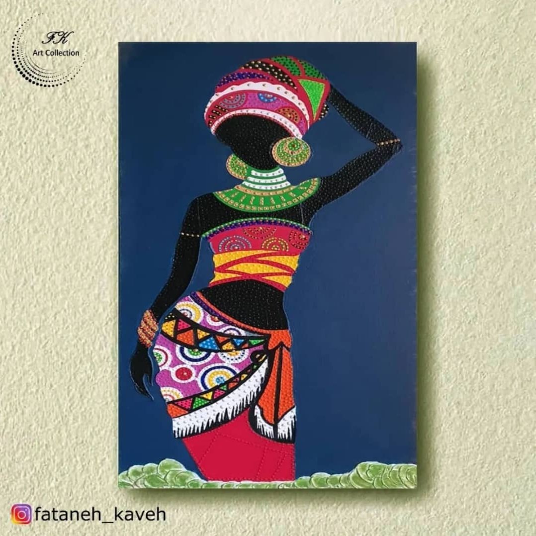 تابلو برجسته ( ملکه سیاه )تزئینی با تکنیک تکسچر در ابعاد 40*60 سانتیمتر 