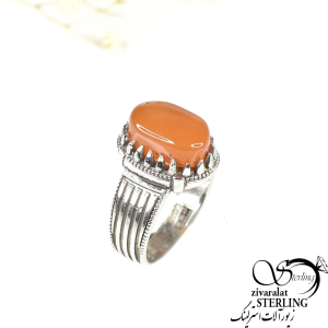 انگشتر عقیق رکاب مستطیلی عیار925 کد 8655