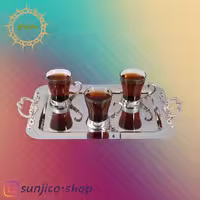 سینی پذیرایی استیل طرح غدیر بدون پایه کوچک (نقره ای)